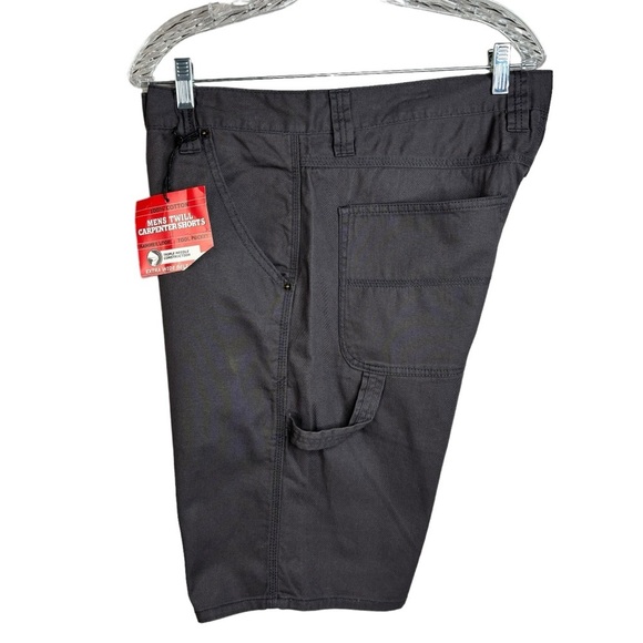 New Real Ranch Brown Twill Carpenter Cargo Shorts Mens Waist Size 36 100% Cotton